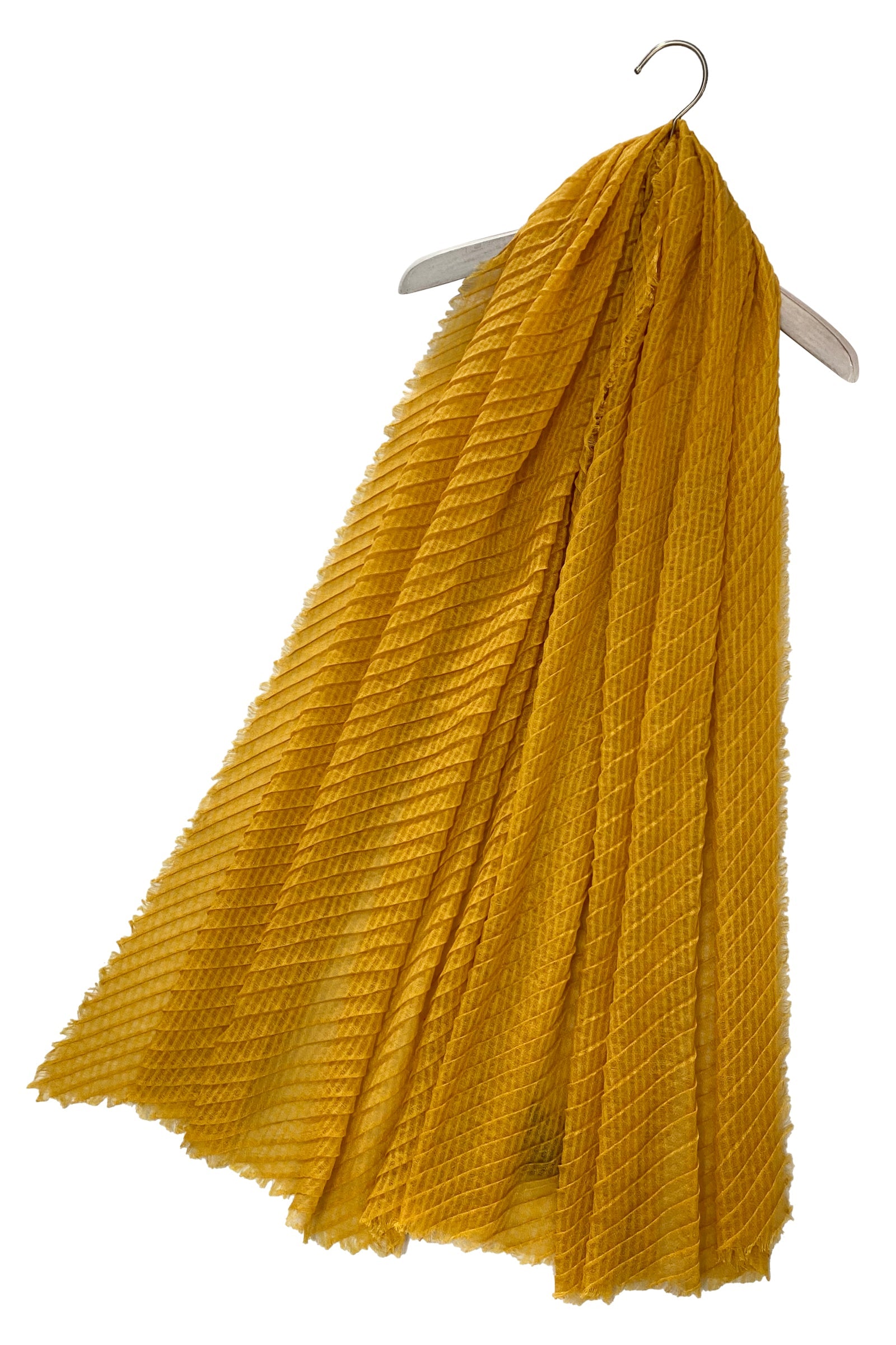 Diagonal Pleated Scarf with Frayed Edge - Majestico Gifts