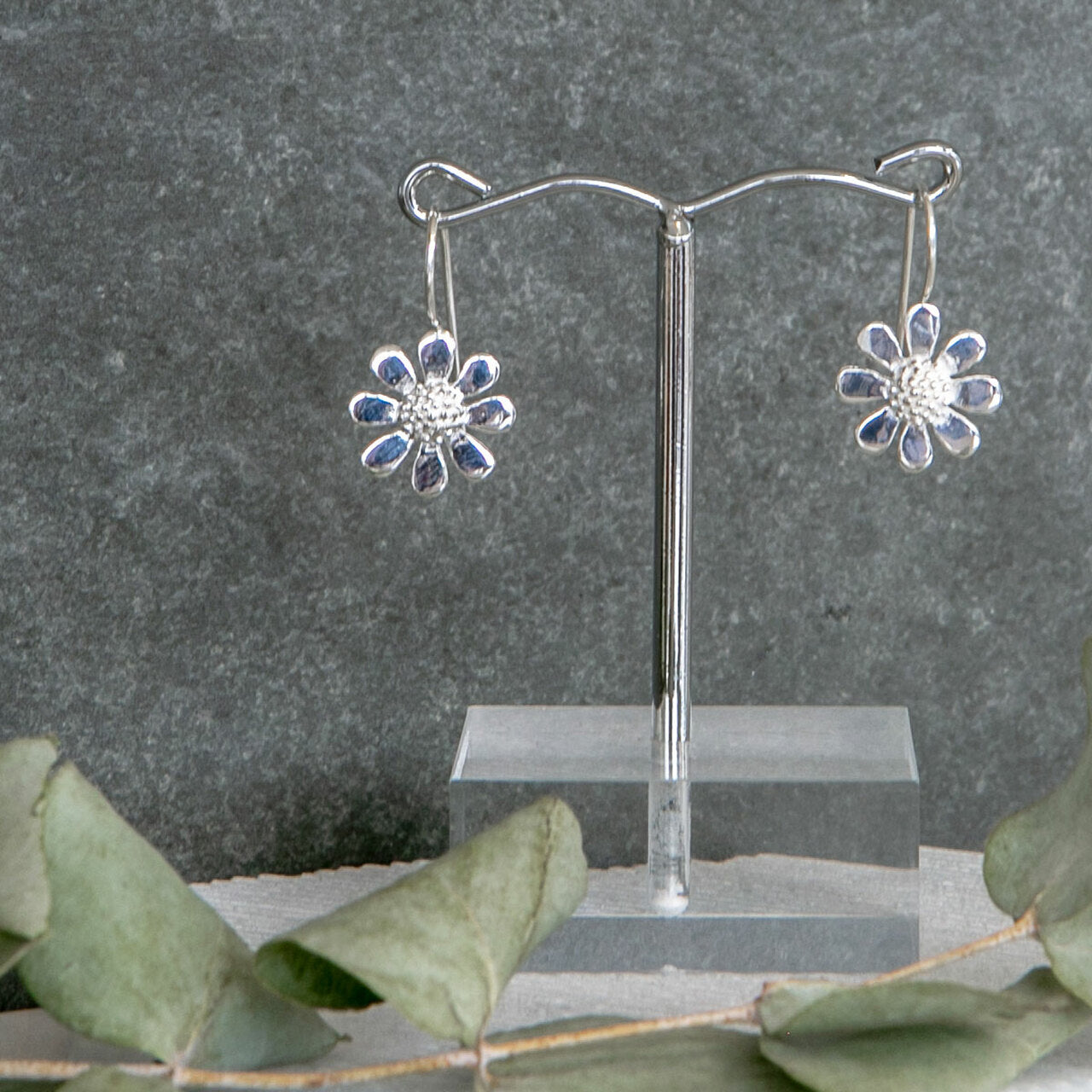 Daisy Drop Earrings - Sterling Silver - Majestico Gifts