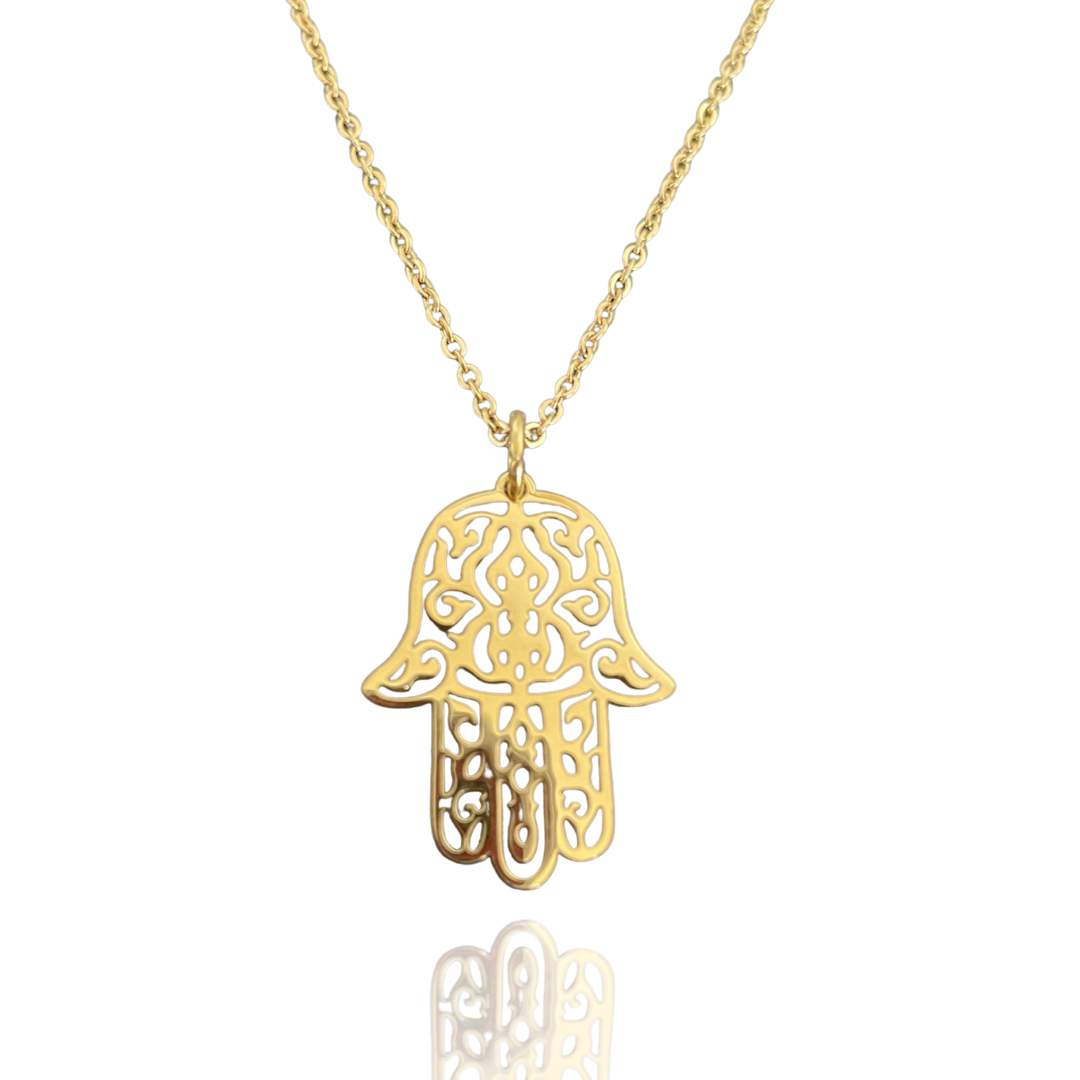 Moroccan Filagree Hamsa Gold Necklace - Majestico Gifts