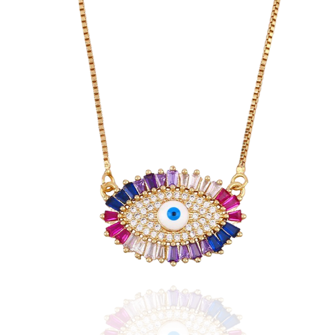 Evil Eyed Jewelled Necklace - Majestico Gifts