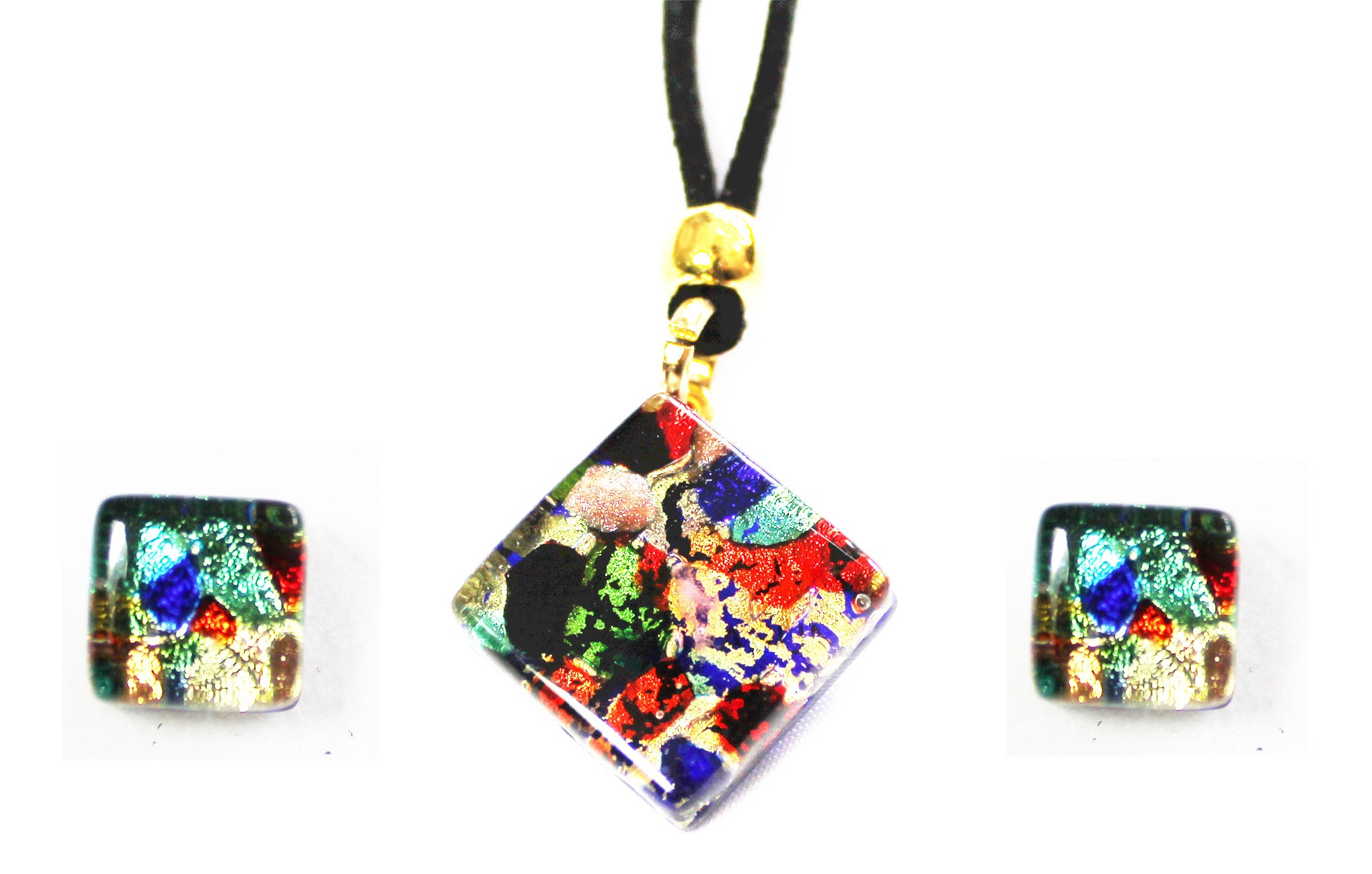 Multi-Color Murano Glass Necklace & Earrings Jewelry Set SKU 17MG - VENICE  BUYS