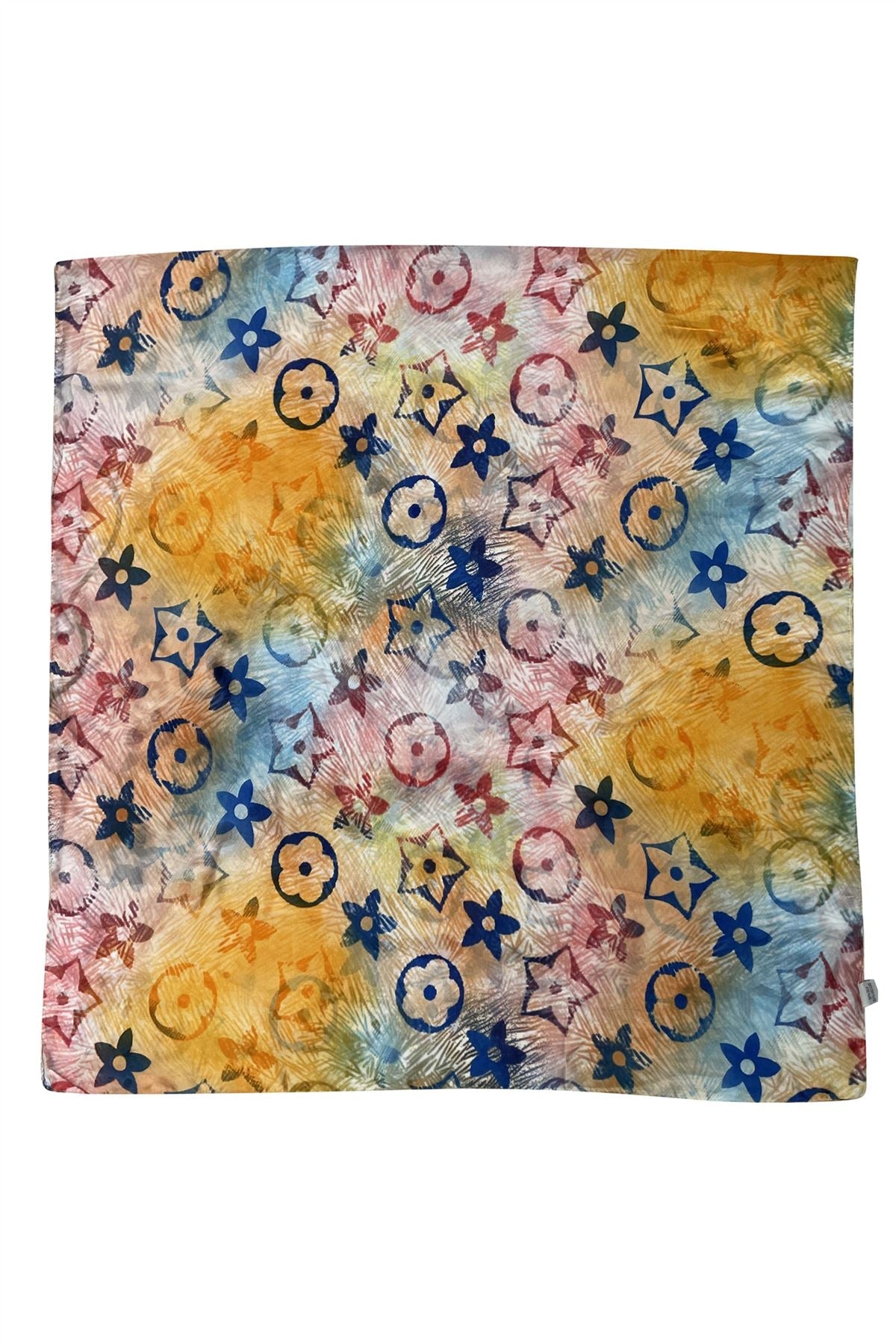 Ombre Sketch Flower Monogram Print Silk Scarf - Majestico Gifts