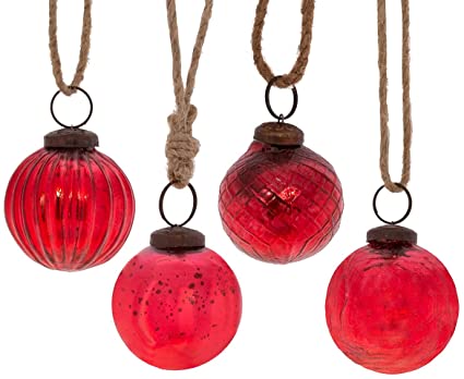 Crackle Glass Bauble - Set of 4 - Majestico Gifts