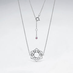 Chakra Sahasrara Necklace with Pink Cubic Zirconia - Sterling Silver - Majestico Gifts