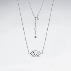 Third Eye Chakra Ajna Necklace with Amethyst CZ - Sterling Silver - Majestico Gifts