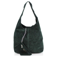 SARA  Suede Shoulder Bag - Dark Green - Majestico Gifts